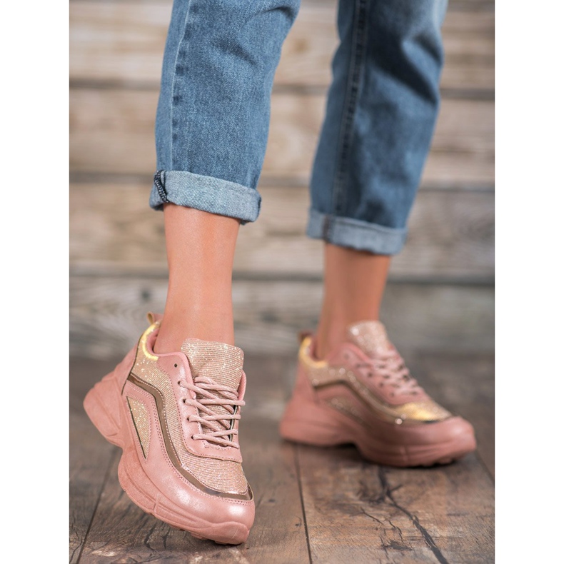 SHELOVET Shiny Sport Shoes pink 2