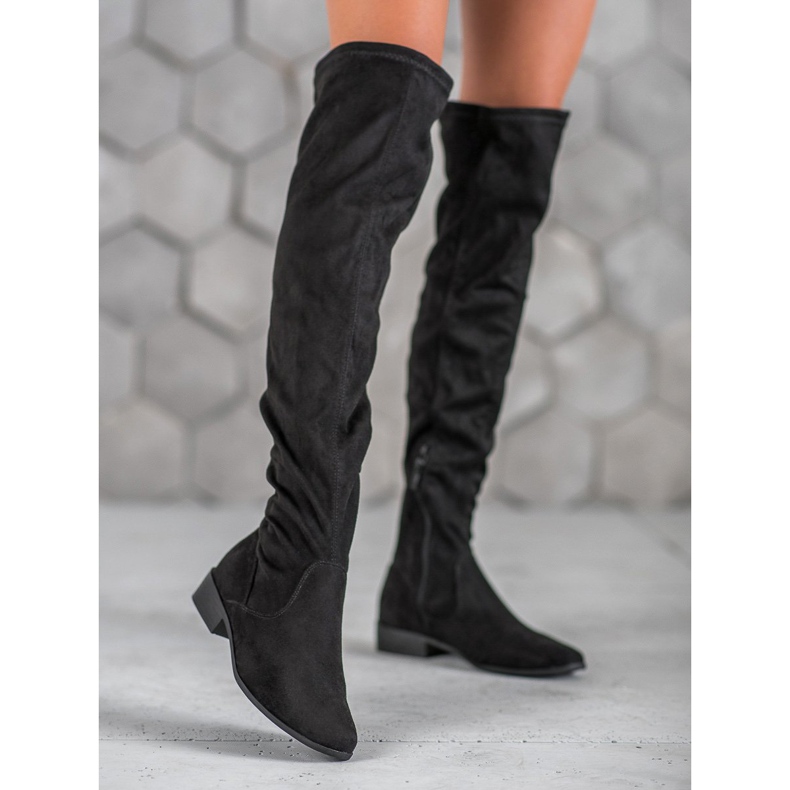 SHELOVET Suede thigh boots black 2