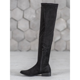 SHELOVET Suede thigh boots black 1