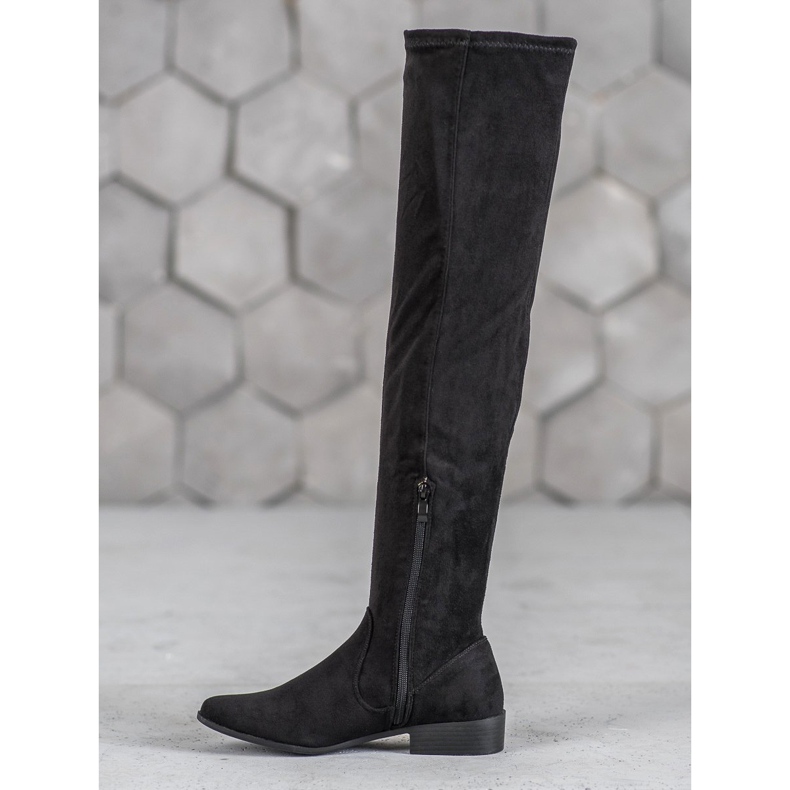 SHELOVET Suede thigh boots black 1