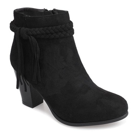 Suede Booties On a Bar Fringes B324 Black 1