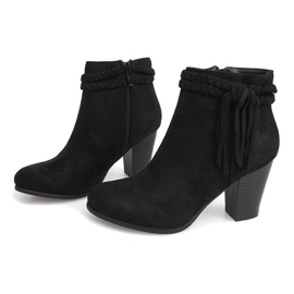 Suede Booties On a Bar Fringes B324 Black 2