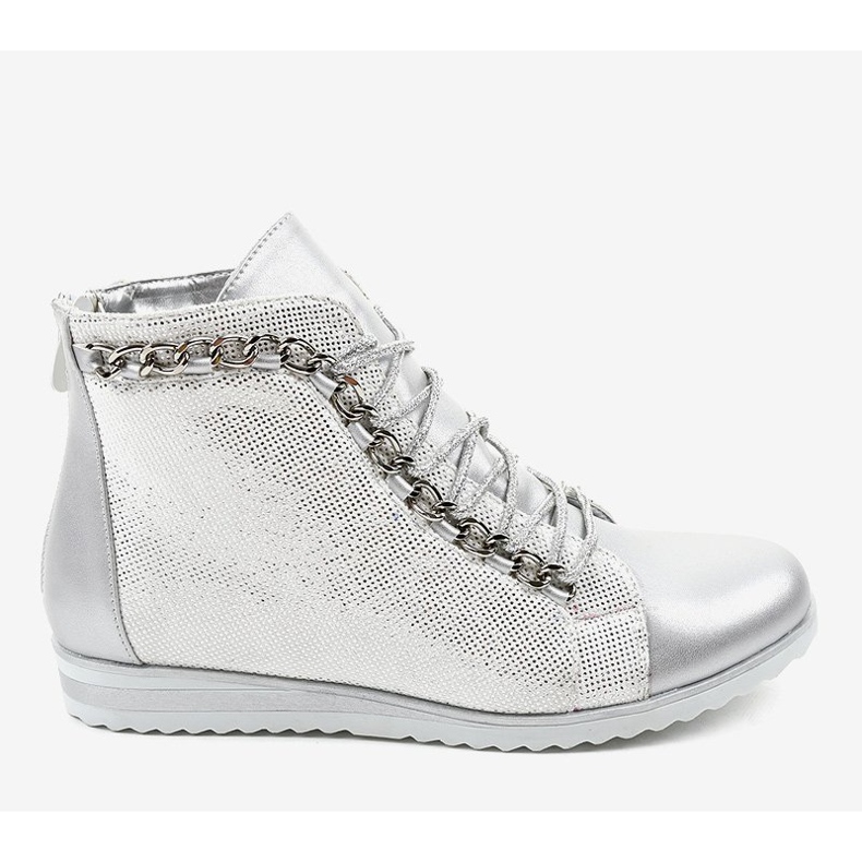 Silver lace-up boots with TL-21 zipper grey 2