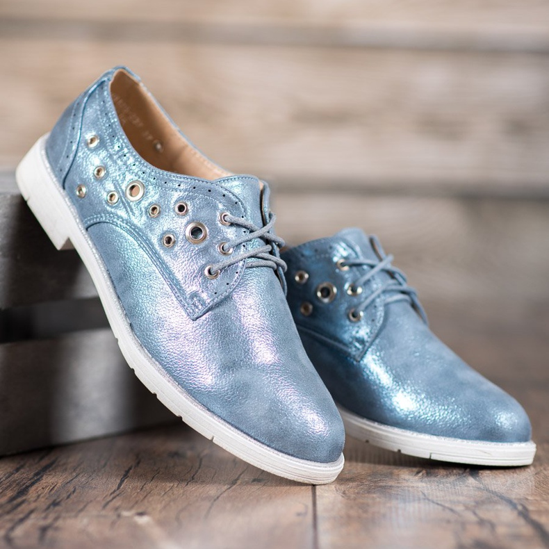 SHELOVET Tied Shoes With Eco Leather blue 1