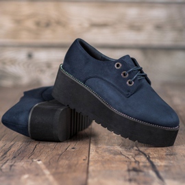 SHELOVET Suede shoes on the platform blue 2