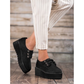 SHELOVET Suede shoes on the platform black 1