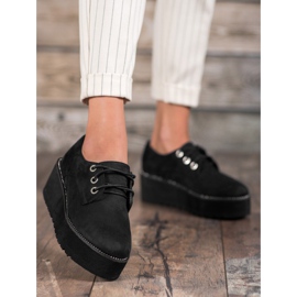 SHELOVET Suede shoes on the platform black 2