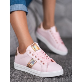 SHELOVET Sneakers With Cubic Zirconia pink 2