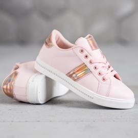 SHELOVET Sneakers With Cubic Zirconia pink 1