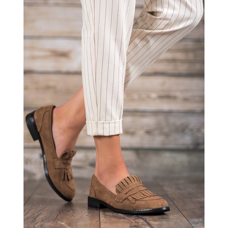 SHELOVET Loafers with fringes brown 2