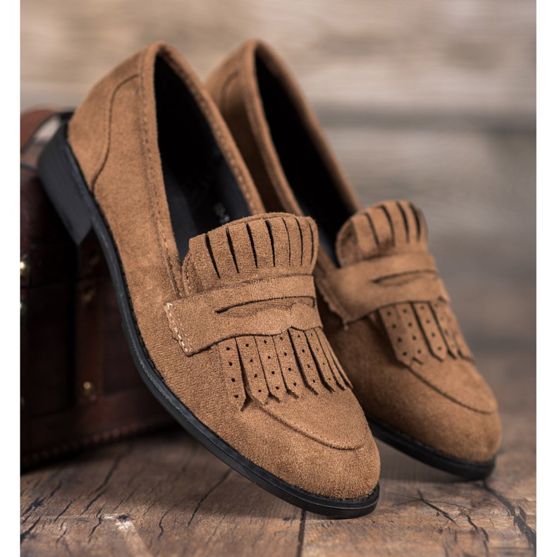 SHELOVET Loafers with fringes brown 1