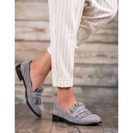SHELOVET Loafers with fringes grey 1