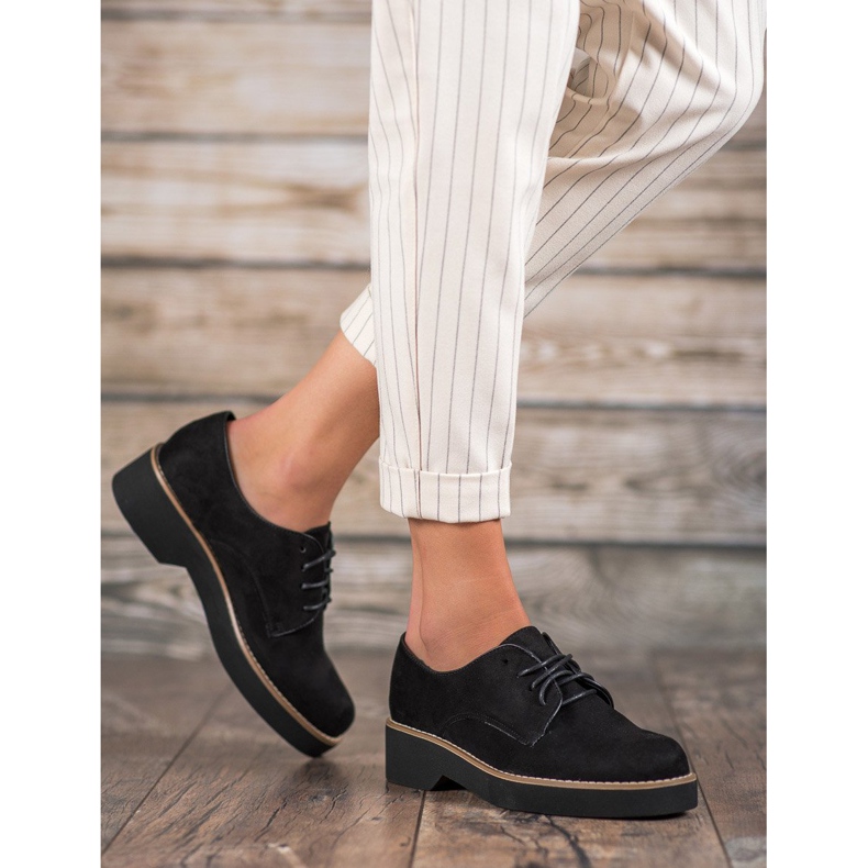 SHELOVET Black Suede Shoes 2