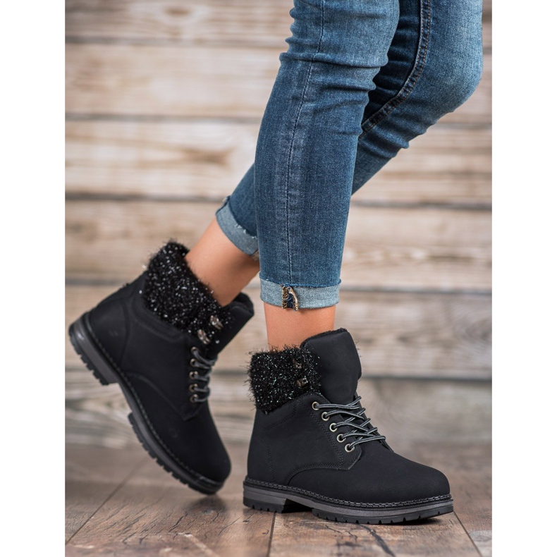 SHELOVET Trappers With Glitter black 1