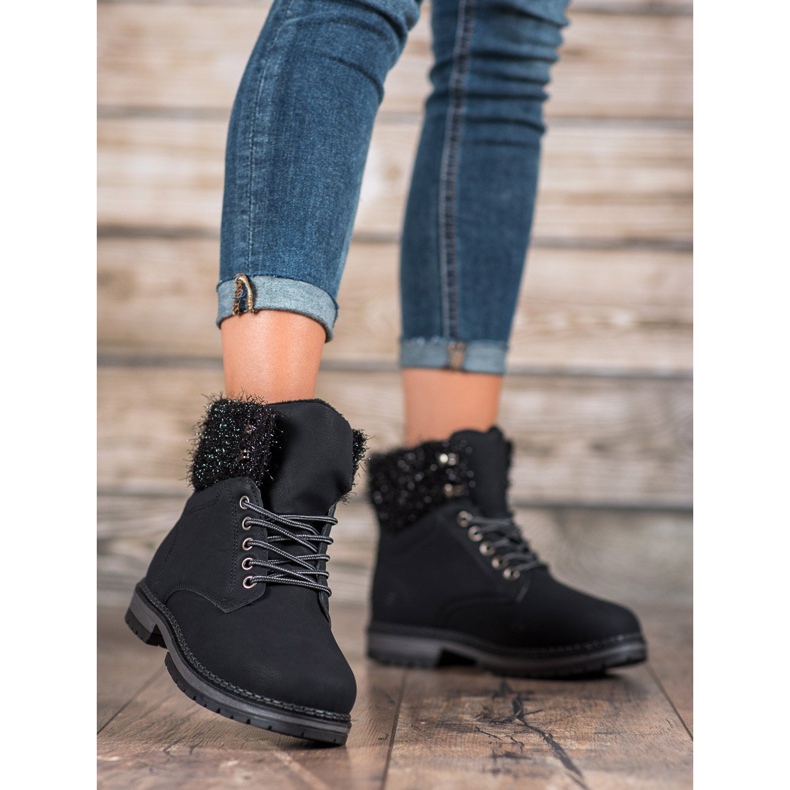 SHELOVET Trappers With Glitter black 2