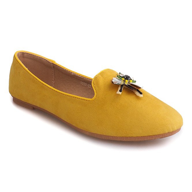 Suede ballerinas with a hairline 9988 Yellow 2