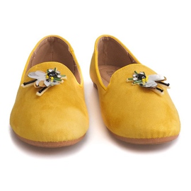 Suede ballerinas with a hairline 9988 Yellow 1