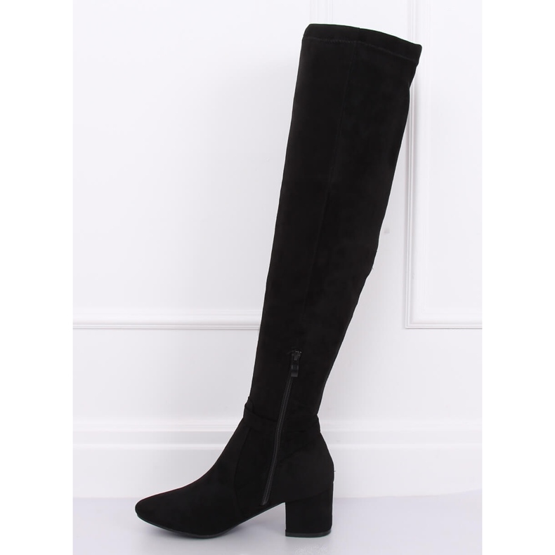 Over-the-knee boots with low heels black YL-151 Black 1