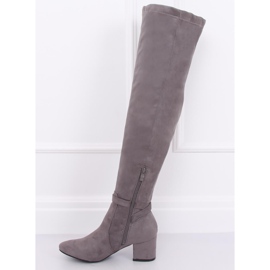 Over-the-knee boots with low heels gray YL-151 Gray grey 1