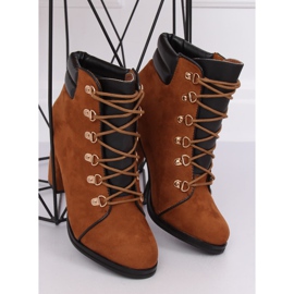 Brown timber boots with high heels 995-29 Camel 2