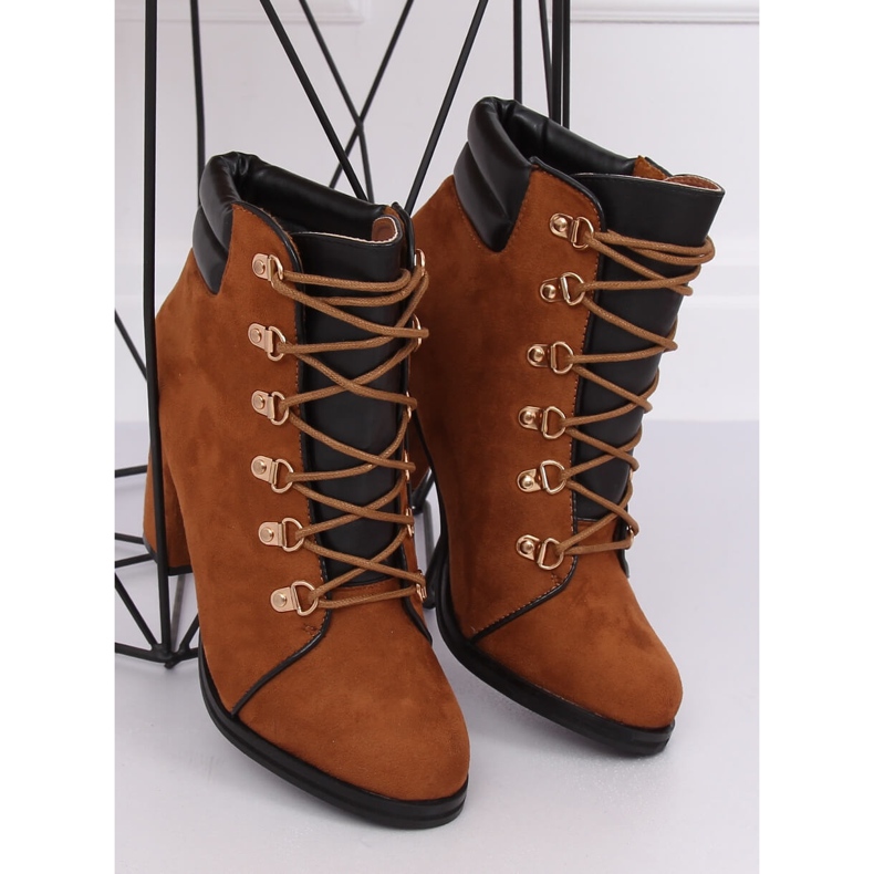 Brown timber boots with high heels 995-29 Camel 2