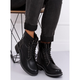 Black lace-up boots for women C137 Black 2