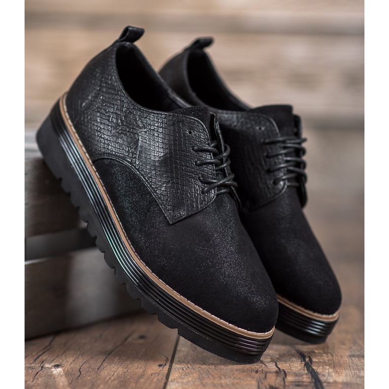 SHELOVET Shoes On the Snake Print Platform black 1