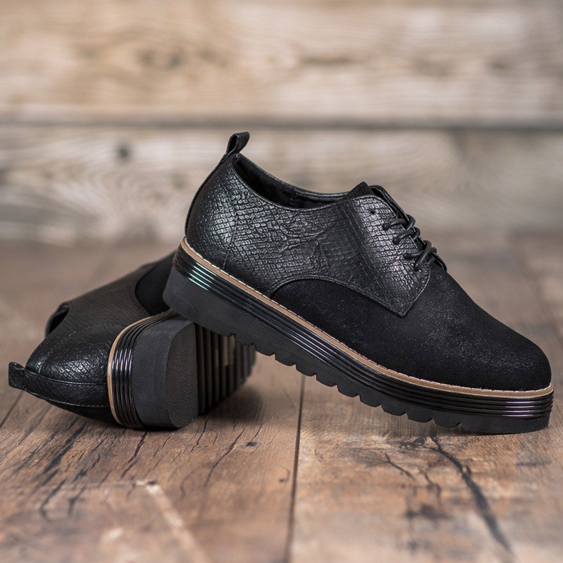 SHELOVET Shoes On the Snake Print Platform black 2