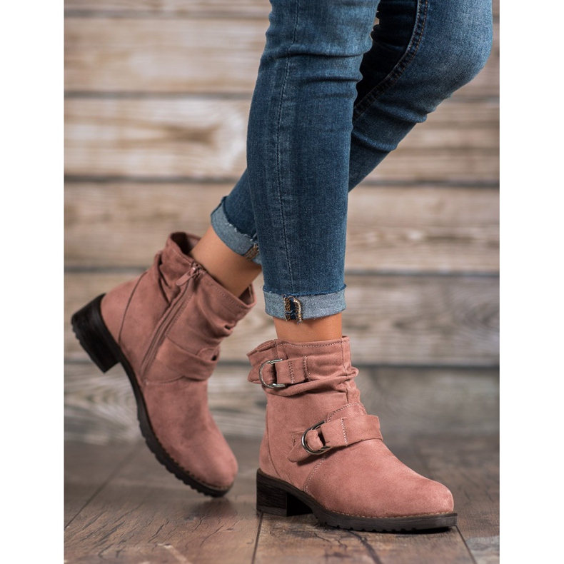 SDS Suede Booties pink 1