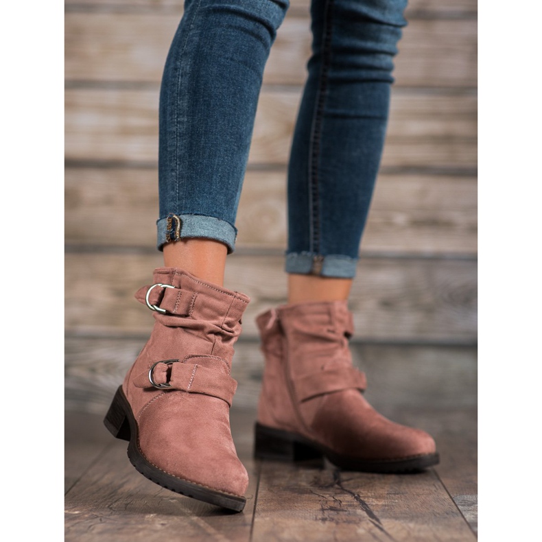 SDS Suede Booties pink 2