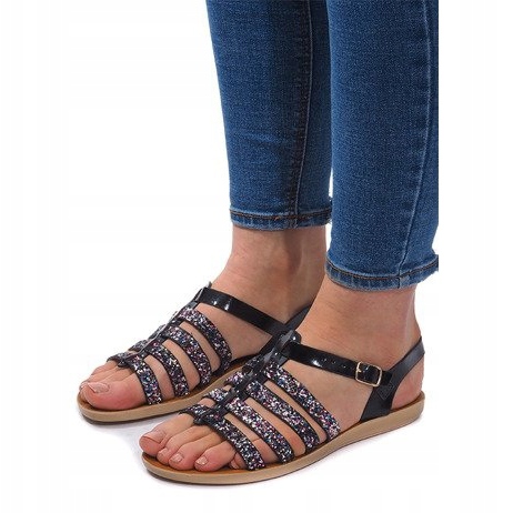 Sandals 3-8 Black with Brocade 1