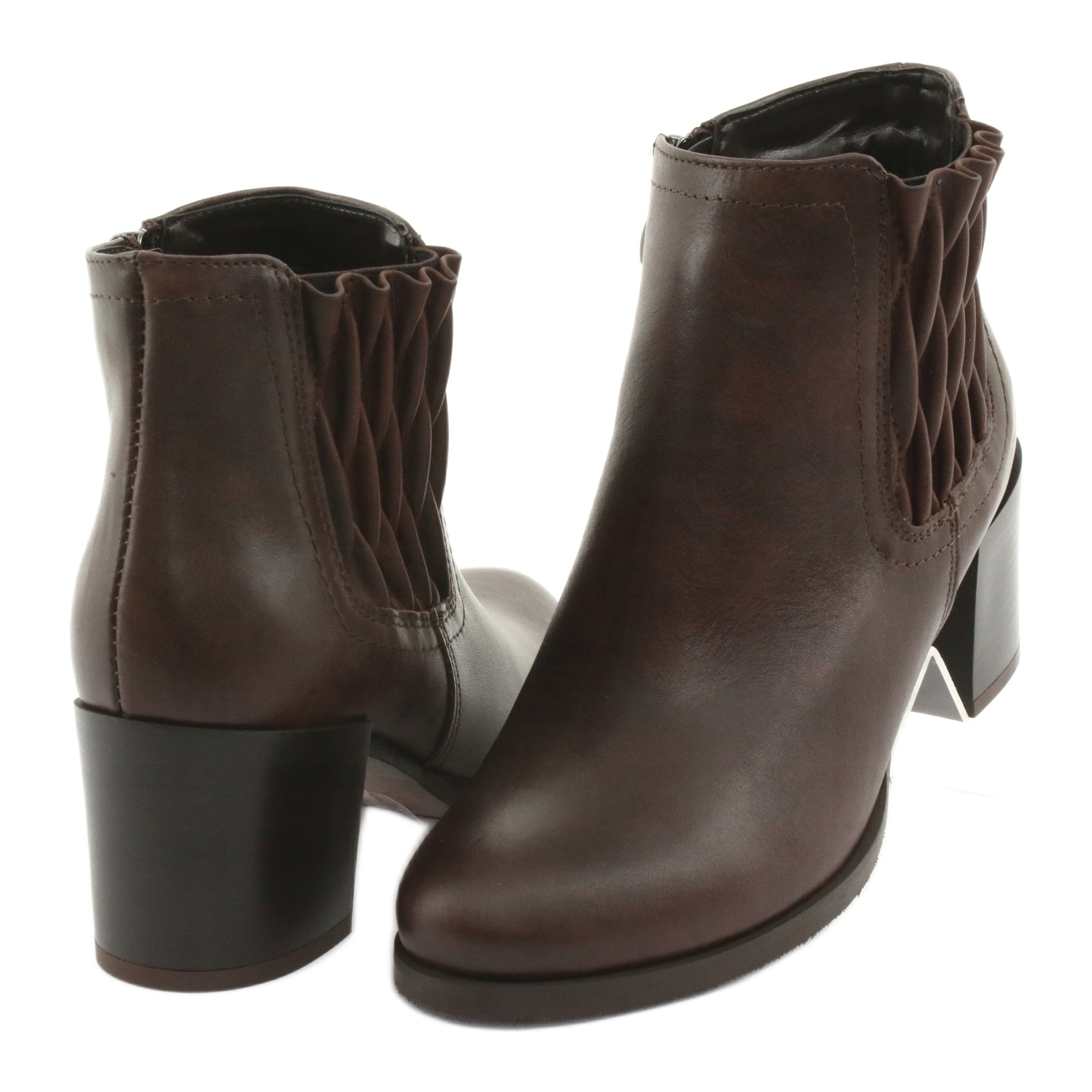 Gamis Brown high heels ankle boots - ButyModne.pl