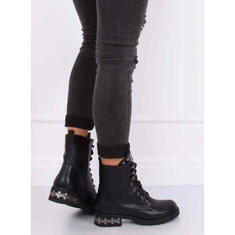Black boots with studs KL-599 Black 2
