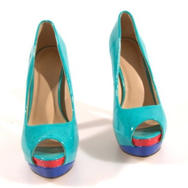 Lacquered pumps on the A8022 Mint platform multicolored green 1