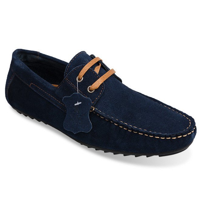 Lace-up Leather Loafers SH57 Navy Blue 1