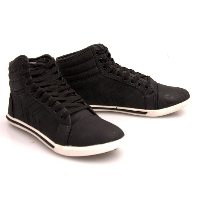 Fashionable High Sneakers 012M Black 2 Fashionable High Sneakers 012M Black 2