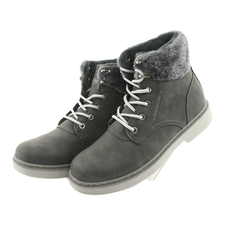 American Club Women's boots, gray lace -ups, gray rh47 grey 3