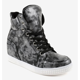 Black sneakers with lace-up wedges ON001 1