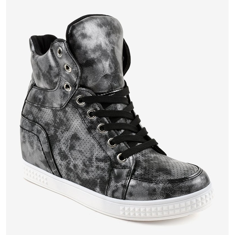 Black sneakers with lace-up wedges ON001 1