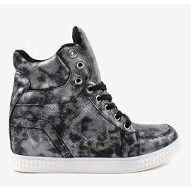 Black sneakers with lace-up wedges ON001 2