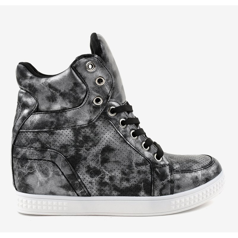 Black sneakers with lace-up wedges ON001 2