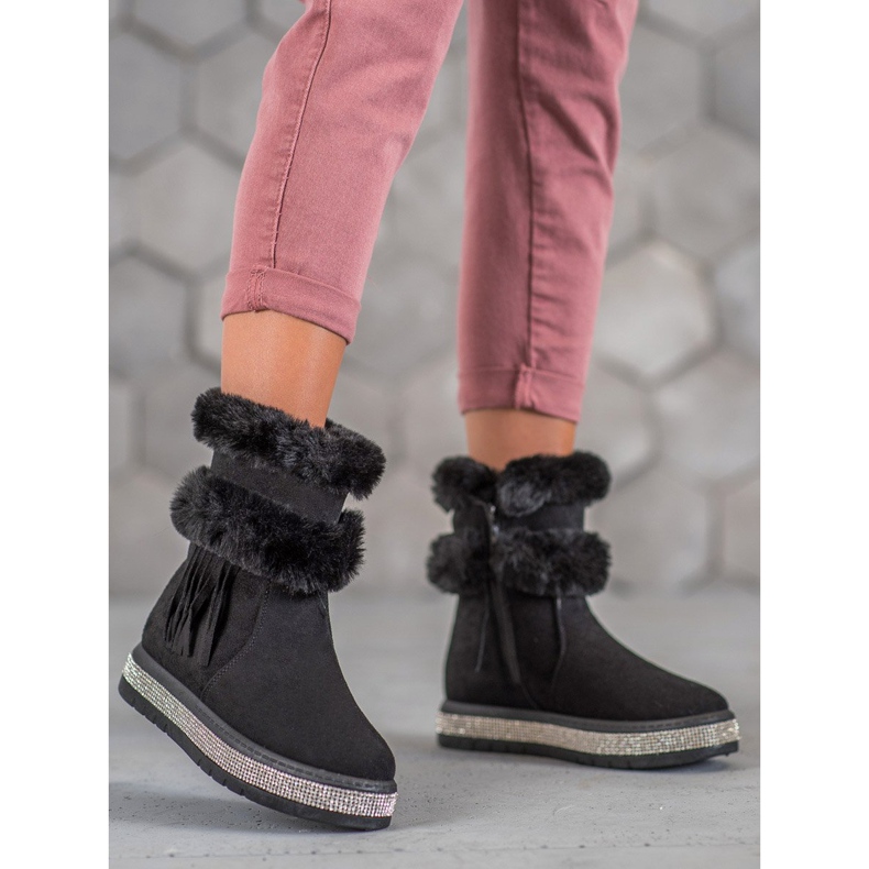 SHELOVET Snow boots with fringes black 1