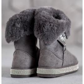 SHELOVET Snow Boots With Cubic Zirconia grey 1