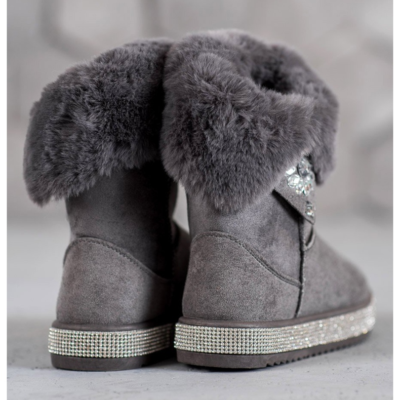 SHELOVET Snow Boots With Cubic Zirconia grey 1