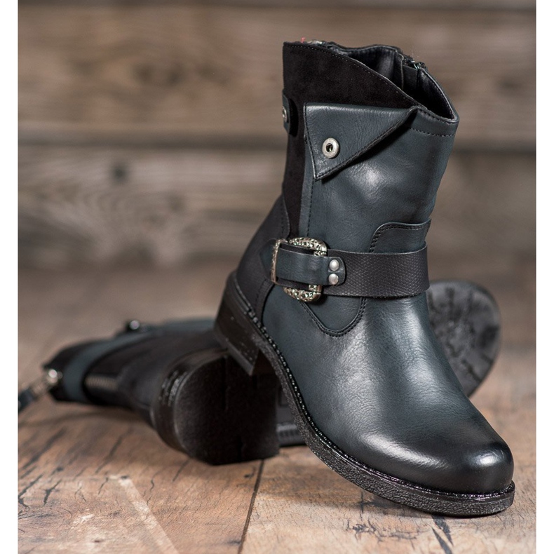 Super Me Boots With Decorative Buckle black multicolored green 1