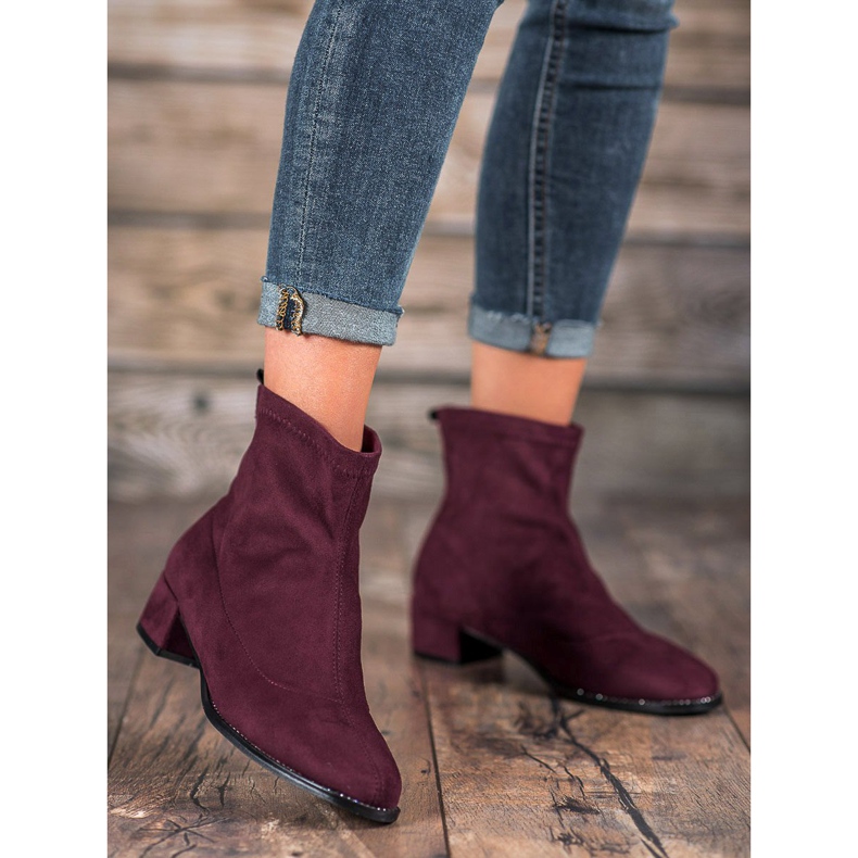 Small Swan Slip-on Suede Booties red 1