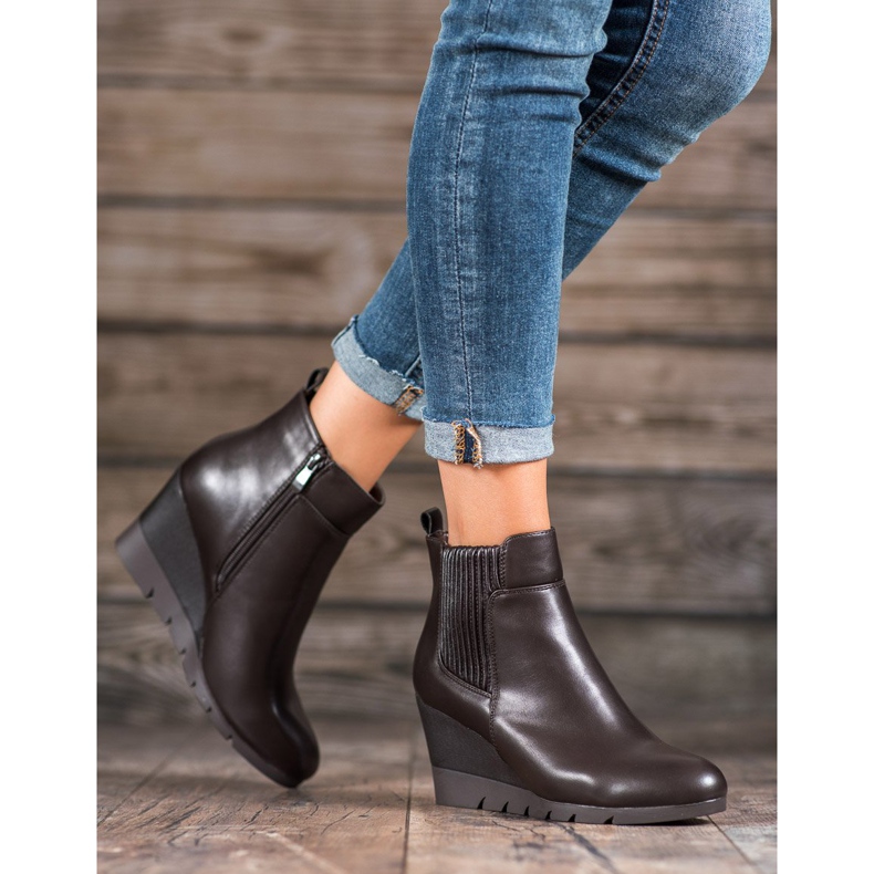 SHELOVET Wedge Boots brown 1 SHELOVET Wedge Boots brown 1