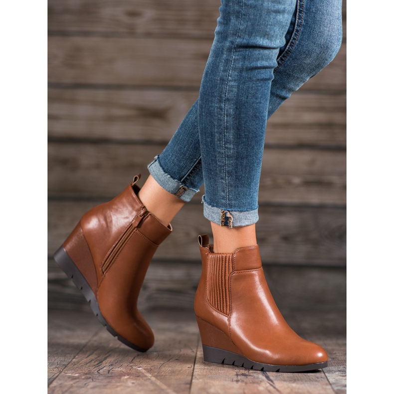 SHELOVET Wedge Boots brown 2 SHELOVET Wedge Boots brown 2