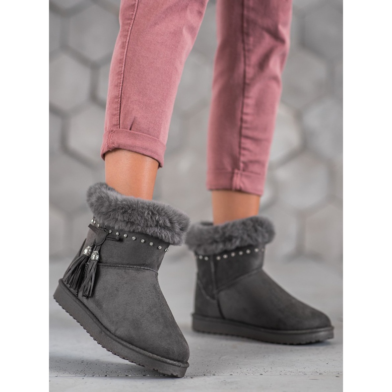 SHELOVET Mukluki With Crystals grey 1