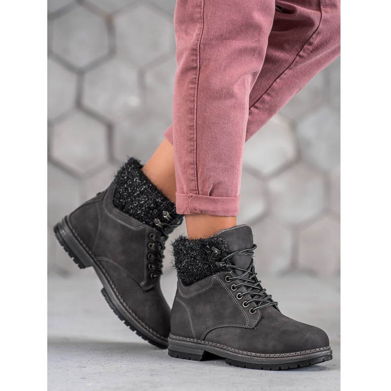 SHELOVET Trappers With Glitter black 2